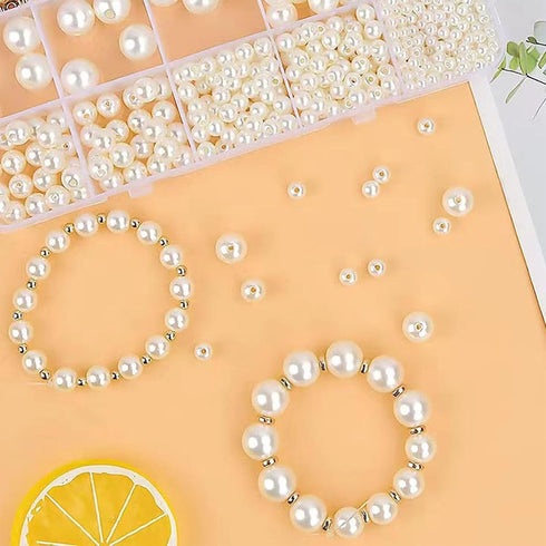 1000Pcs Pearl Beads for Bracelets Making, Pearl Beads for Jewelry Making for Adults, Silver Bracelet Beads DIY Kit, Silver Spacer Beads for Bracel...