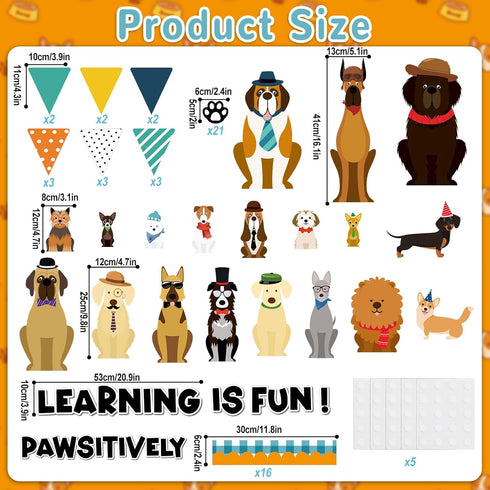 75 PCS Pet Classroom Bulletin Board Decorations Puppy Bulletin Board Decorations Cute Dog Paw Cutouts Learning is Pawsitively Fun Bulletin Board S...