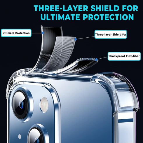 ORIbox for iPhone 14 Case for iPhone 13 Case Clear,with 4 Corners Shockproof Protection,iPhone 14/13 Clear Case for Women Men Girls Boys Kids,Case...