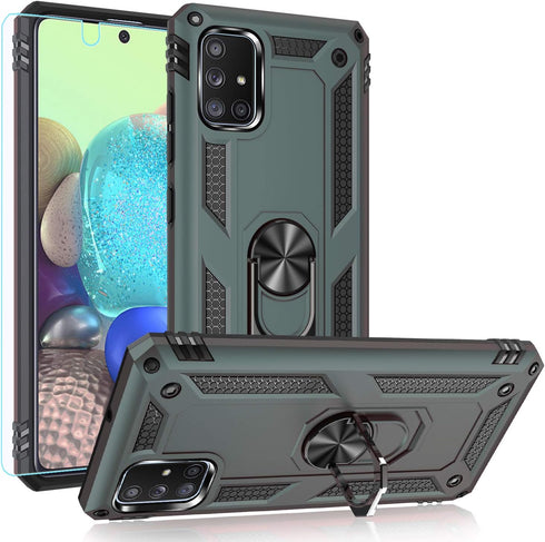 Samsung A71 5G Case, Military Grade Heavy Duty Protection Phone Case Cover with HD Screen Protector Magnetic Ring Kickstand for Samsung Galaxy A71...