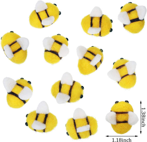 12 Pieces Wool Felt Bee Mini Crafts Bee for Baby Shower Gender Reveal Craft Scrapbooking DIY Decoration Nursery Tent Christmas Decoration...