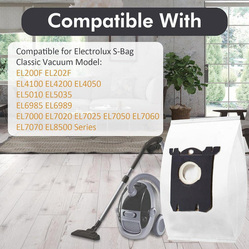 Replacement S Bag Compatible for Electrolux S-Bag Classic Vacuum EL200F EL8500 EL202G EL6985 EL6988 EL6989 EL4100...