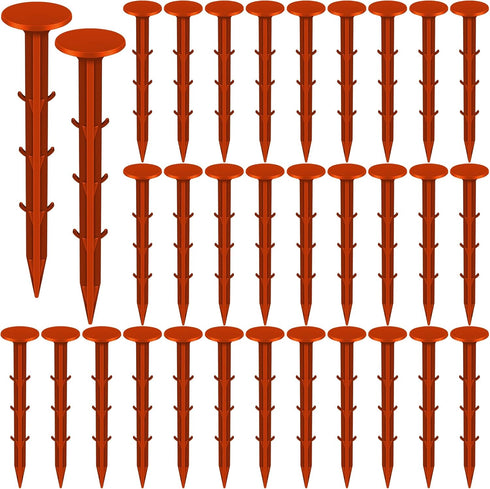 32 Pcs Garden Stakes Survey Markers Low Profile Survey Stakes Plastic Property Line Markers Anchors Spikes 6.3 Inch for Paver Landscape Fabric Law...