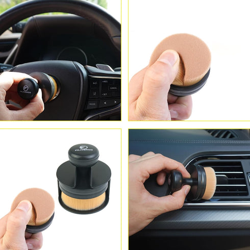 Auto Tire Brush, Seal Design with Cover, High Density Portable Car Brush (Black)...