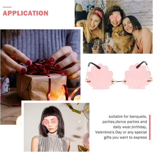 STOBOK Rimless Sunglasses, Seashell Shape Sunglasses Metal Sunglasses Fashion Sunglasses for Photo Props, Party (Yellow)...