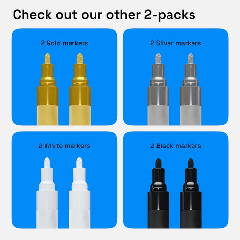 ARTISTRO 2 Gold Acrylic Paint Pens for Rock Ceramic Wood Glass Metal Fabric Plastic - 3mm Metallic Paint Markers Ideal for Scrapbooking DIY Crafts...