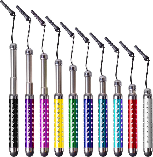 IC ICLOVER 10PCS Bling Retractable Stylus Pens for iPhone 14/13/12/11/PRO/Max/X/XS MAX, iPad, iPod, Samsung, Android Phone, Kindle, Tablet PC, Com...