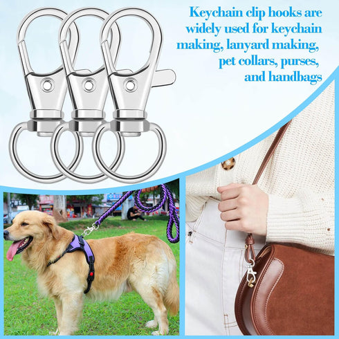 anezus 100Pcs Key Chain Clip Hooks Swivel Lanyard Snap Hook Keychain Hooks for Lanyard Key Rings Crafting...
