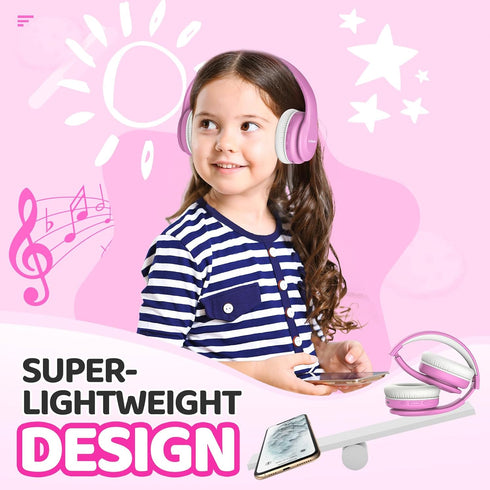 JoySpark Kids Bluetooth Headphones, Lightweight Kids Wireless Headphones for Kids, 85/94dB Volume Limited, 60 Hours Playtime, Bluetooth 5.3, Over-...