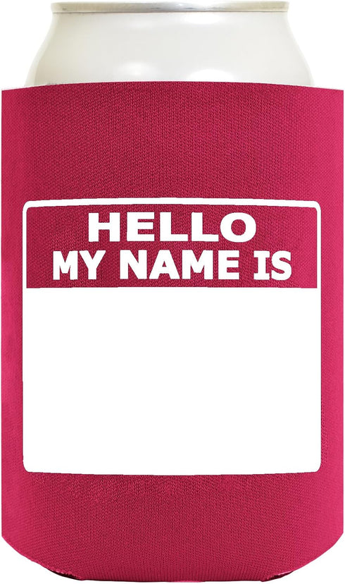 Personalized Can Cooler Hello My Name is Name Tag Set 6-Pack Can Drink Sleeves and Marker...