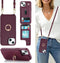 for iPhone 15 Case with Card Holder and Strap for Women,Crossbody Lanyard,Stand Ring Kickstand,Snap Clasp,Phone Wallet Cases 6.1 inch(Wine Red)......