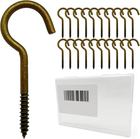 20 Pcs Stainless 2.36 Inches Screw Hooks for Outdoor String Lights, Ceiling hooks for hanging plants, Christmas Lights & Patio Lights Hooks, Bronz...