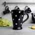 City to Cottage Handmade Black and White Polka Dot Ceramic Coffee, Tea, Latte Mug, Cup with Large Handle, Unique 7 oz / 200ml Designer Pottery for...