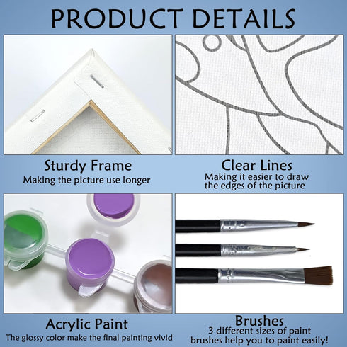 Canvas Painting Kit Pre Drawn Canvas for Painting for Adults Sip and Paint Party Supplies 8x10 Canvas to Paint Afro Queen Girl Paint, Mother's Day...