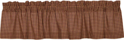 VHC Brands Patriotic Patch Plaid Valance 16x72 Country Curtain, Deep Red...