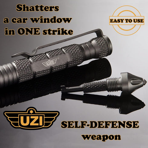 UZI Tactical Pen with CuffKey in The Cap, Refillable Ultra Durable Aircraft Aluminum (UZI-TACPEN6-GM) Ballpoint Pen Writing Tactical Pen Survivor ...