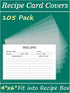 4x6 Recipe Card Protectors, 105 PACK Thick Recipe Card Covers Clear with 56 Divider Labels, Plastic Recipe Card Sleeves 1 Pockets Per Page Fit int...