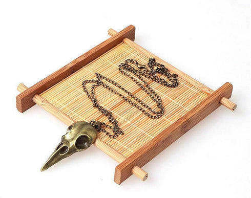 Cathercing Crow Skull Pendant Necklace for Men on Halloween Boys Skull Necklace Chain Jewelry Necklaces for Women Festival Ornament (Bronze)...