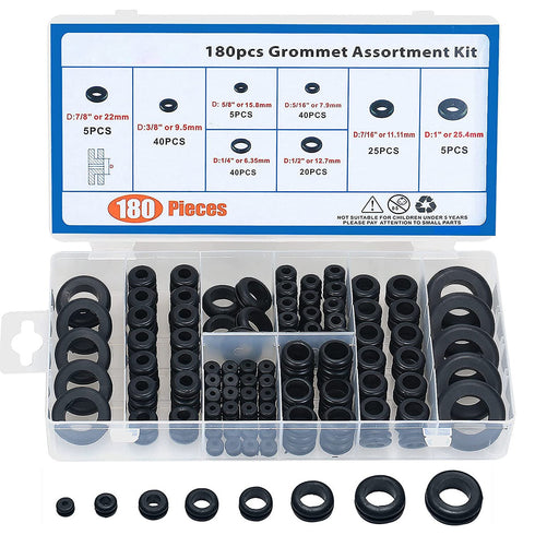 Rubber Grommets Kit - Rubber Washers for Wiring with Compact Assortment Box for Wiring, Plumbing, Hardware Repair, and Automotive...