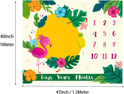 Flamingo Baby Month Milestone Blanket for Photo Taken - Baby Age Blanket - Flamingo Themed Party...