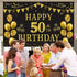 Trgowaul 50th Birthday Backdrop Gold and Black 5.9 X 3.6 Fts Happy Birthday Party Decorations Banner for Women Men Photography Supplies Background...