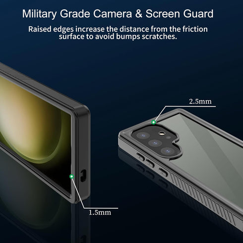 IP68 Waterproof Case for Samsung Galaxy S24 Ultra,100% passed The waterproof quality test,360° full-enclosure,underwater Phone Case,Black clear (W...