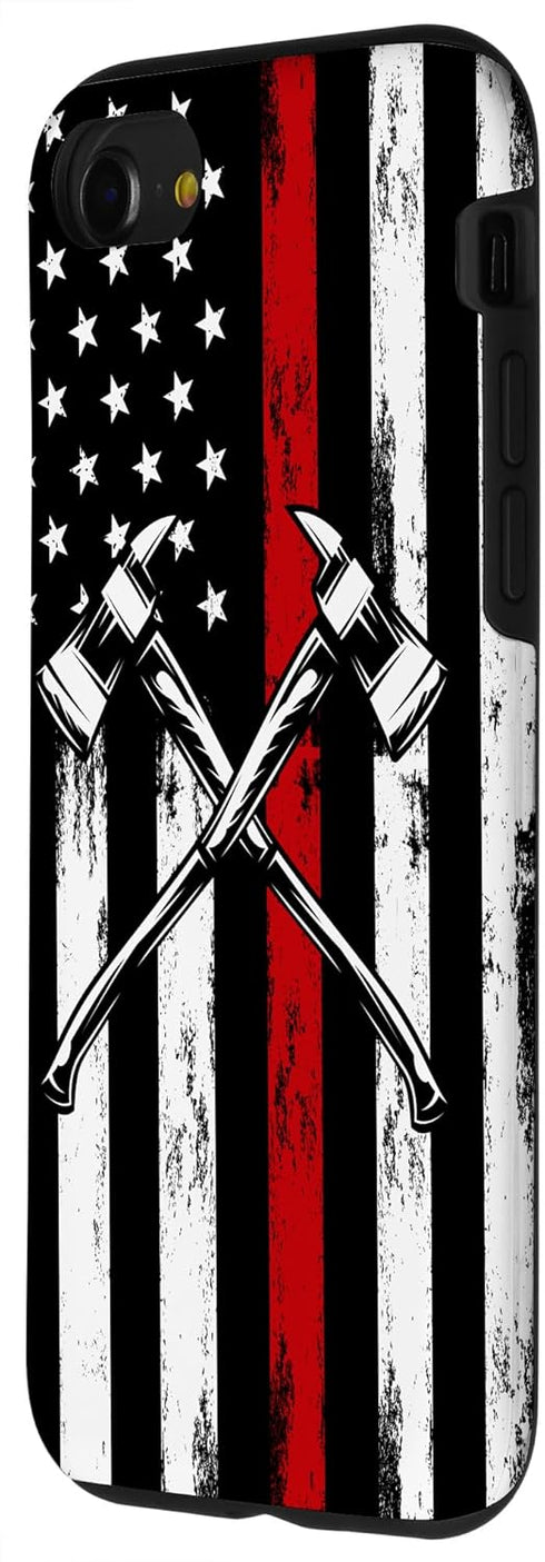iPhone SE (2020) / 7 / 8 US Flag Firefighter Gifts American Fireman USA Fire Fighter Case...