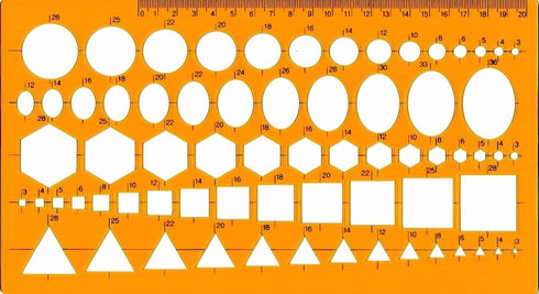KUDOS.JP Circle Template Ruler 5 Patterns Stencil Assorted - Circle, Ellipse, Hexagon, Square, Triangle Japan Import...