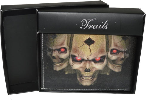Leatherboss Skull Printed Stylish Men's Bifold Exotic Credit Card Cash Holder Wallet with Gift Box...