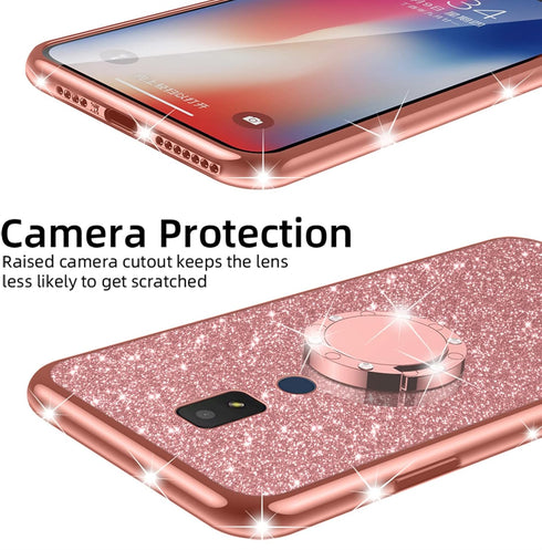 nancheng for Cricket Icon 3 (3rd Version) Phone Case with Diamond Ring Stand for Cricket Icon 3 Case Cute Sparkle Girls Women Soft TPU Shockproof ...