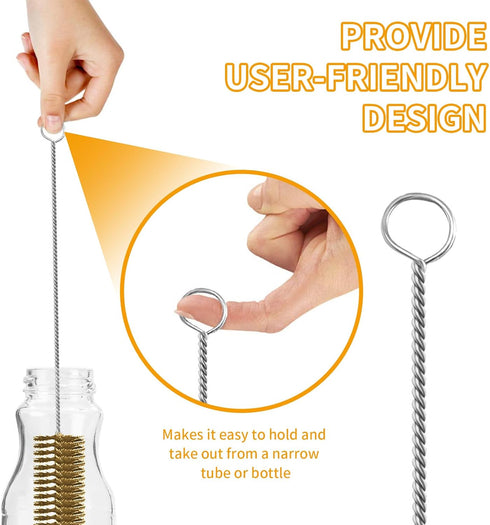 7pcs Brass Wire Tube Brushes Bottle Brush Set,11Inch Long Wire Brushes for Cleaning,Wire Pipe Cleaner Bore Brush Cleaning for Tubes,Bottle,Keyboar...