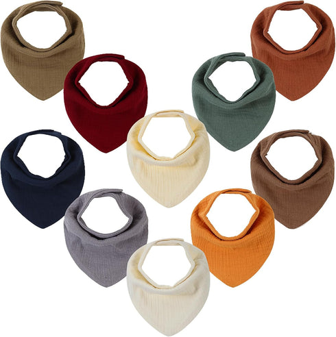Baby Bibs for Drooling and Teething 10 Pack - Muslin Baby Bibs for Boys 0-6 Months, Baby Bandana Bibs 6-12 Months, Baby Essentials Newborn Infant ...