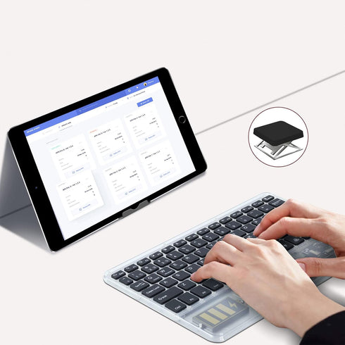 Ultra-Slim Bluetooth Keyboard 7 Colors Backlit Portable Mini Wireless Keyboard Rechargeable for Apple iPad iPhone Samsung Tablet Phone Smartphone ...