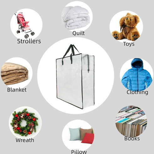 Clear Storage Bags with Zipper and Handles, Blanket Bags For Closet Storage, Moving and Packing Supplies for College, Underbed Storage Organizer f...
