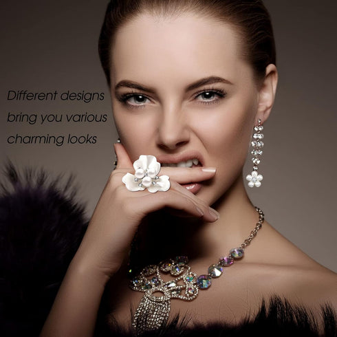 44 Pieces Pearl Rhinestone Buttons Rhinestone Faux Pearl Embellishments Pearl Brooch Alloy Floral Pendants for Jewelry Making Clothes Bags Shoes S...