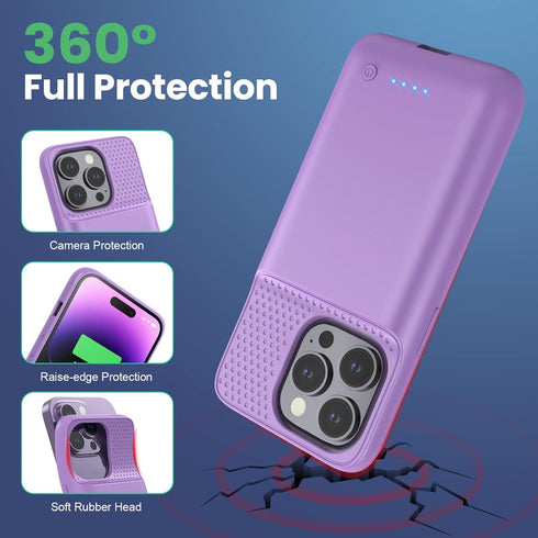 Feob Battery Case for iPhone 14 Pro(6.1inch),Powerful 7200mAh Ultra-Slim Battery Charging Case,Rechargeable Protective Extended Battery Charger Ca...