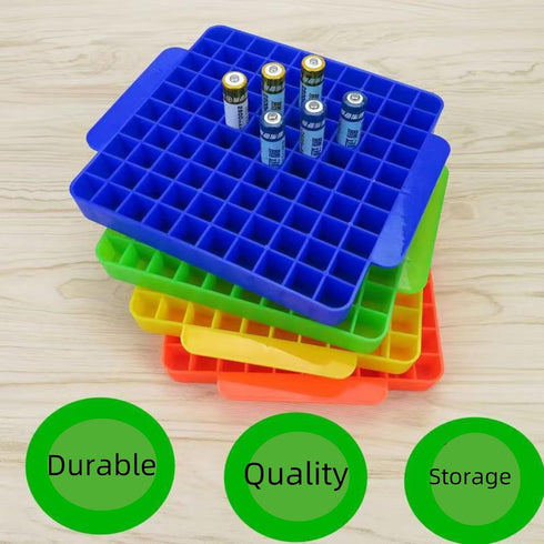 100 Slot Battery Storage Organizer, AA Battery Case Holder Storage Vault Container for Drawer Organization Holds 100 AA Batteries (Batteries Not I...