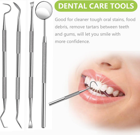 Dental Tools, Professional Teeth Cleaning Oral Care Hygiene Kit, Stainless Steel Dental Pick Tooth Scraper Tartar Plaque Remover for Dentist, Pers...