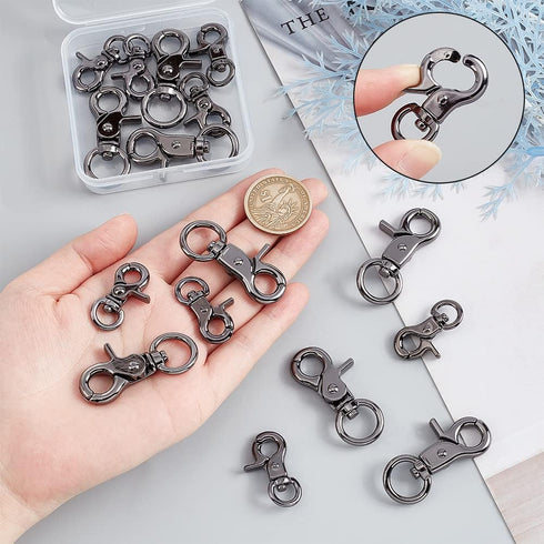 PH PandaHall 16 Pcs 2 Sizes Metal Lobster Claw Clasps 1.2"/1.3" Swivel Lanyards Trigger Snap Hooks Strap for Keychain Key Rings Bags Pendants Pet ...