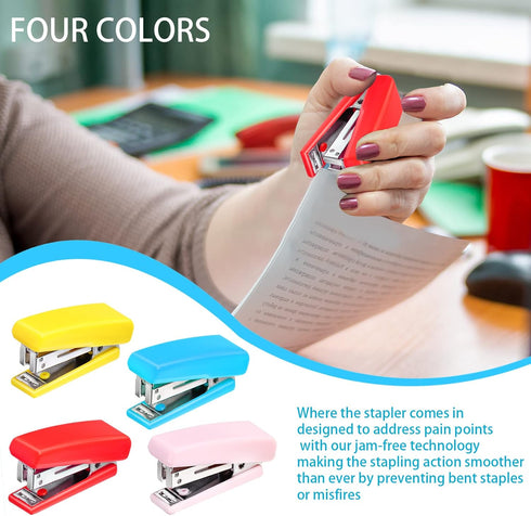 8 Pieces Mini Stapler Office Desktop Stapler with Staples and Yellow Staple Remover Heavy Duty Small Stapler for Desk Office School Paper Teacher ...