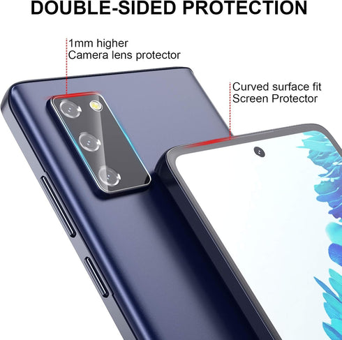 ?4 Pack? 2 Pack Tempered Glass Screen Protector for Samsung Galaxy S20 FE(6.5”)+2 Pack Camera Lens Protector Tempered Glass for Galaxy S20 FE, Ult...