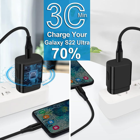 25W Super Fast Samsung A55 A15 A54 Type C Charger USB C Charging Block for Samsung Galaxy A35 S24 A14 5G S23 Ultra S22 S21 FE S20 Z Flip5 Fold5,Wa...