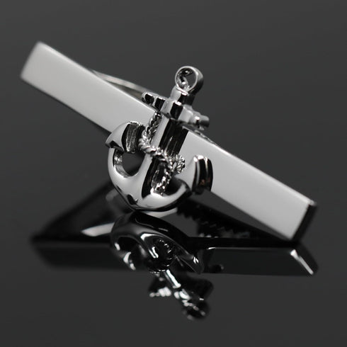 Anchor Tie Clip Rhodium Plated Fashion Anchor Tie Clip In Box...