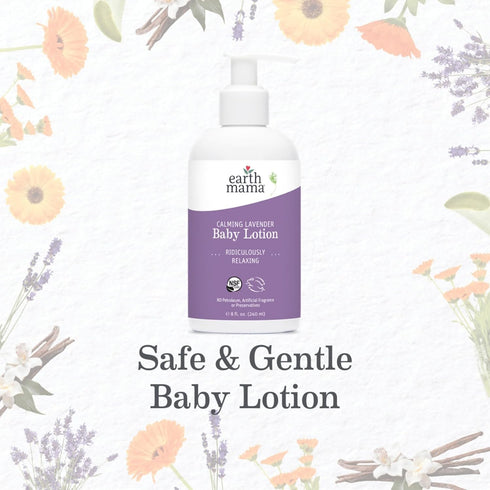 Earth Mama Calming Lavender Baby Lotion for Dry Skin, Calendula Cream for Newborn Skin Care, Organic Moisturizer for Children with Aloe Juice, Roo...