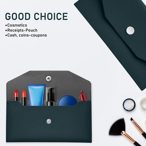 Cash Envelopes PU Leather, Budget Binder Money Envelopes Reusable Waterproof Budget Envelopes Cash Wallet 6.9x3.5 In (Blue)...