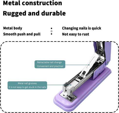 Basics Stapler with 1000 Staples, Desktop Stapler, Office Stapler, 25 Sheet Capacity, includes 1000 Staples (Purple)...