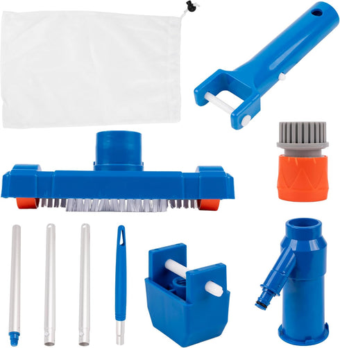 BlueStars Handheld Ground Swimming Pool Vacuum - Portable Jet Underwater Cleaner with 56" Aluminum Pole and Dual Collection Bags for Pools, Spas, ...