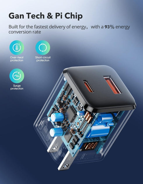 THREEKEY 33W Dual USB C Charger, Fast Charging Power Adapter Compatible with iPhone 12-16, iPad Pro, MacBook, Samsung S23/S22/Note 20/10/9/8 (Blac...