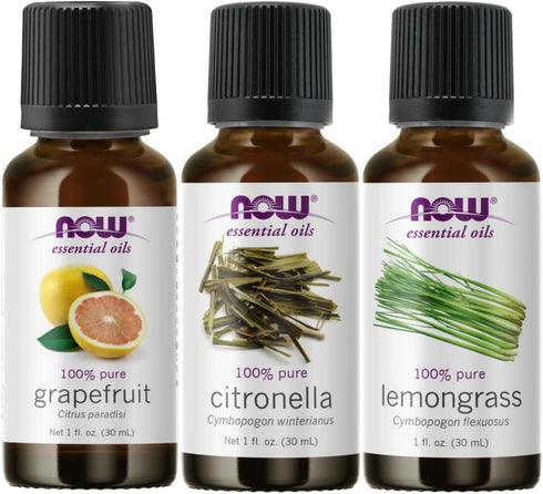 3-Pack Variety of NOW Essential Oils: Summer Night Blend - Citronella, Lemongrass, Grapefruit...