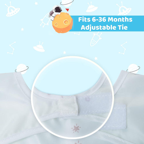 Little Dimsum Toddler Feeding Smocks Baby Waterproof Bib with Crumb Catcher Pocket Short Sleeve Adjustable Baby Bib, Pack of 2 Colors Glatic&space...